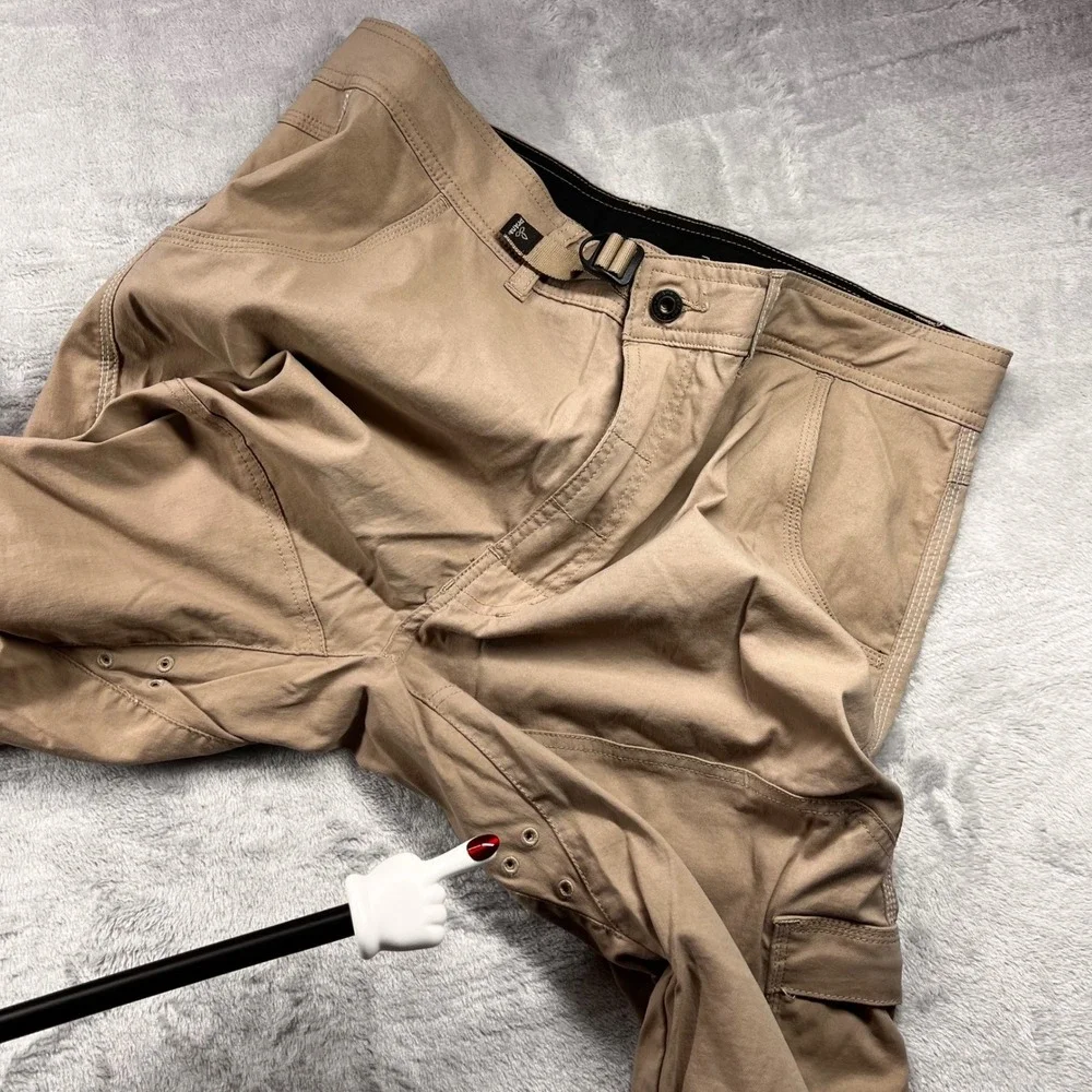 Prana Breathe Zion Cargo Pants Mens Large Lrg x 32L Tan Khaki Hiking Outdoor